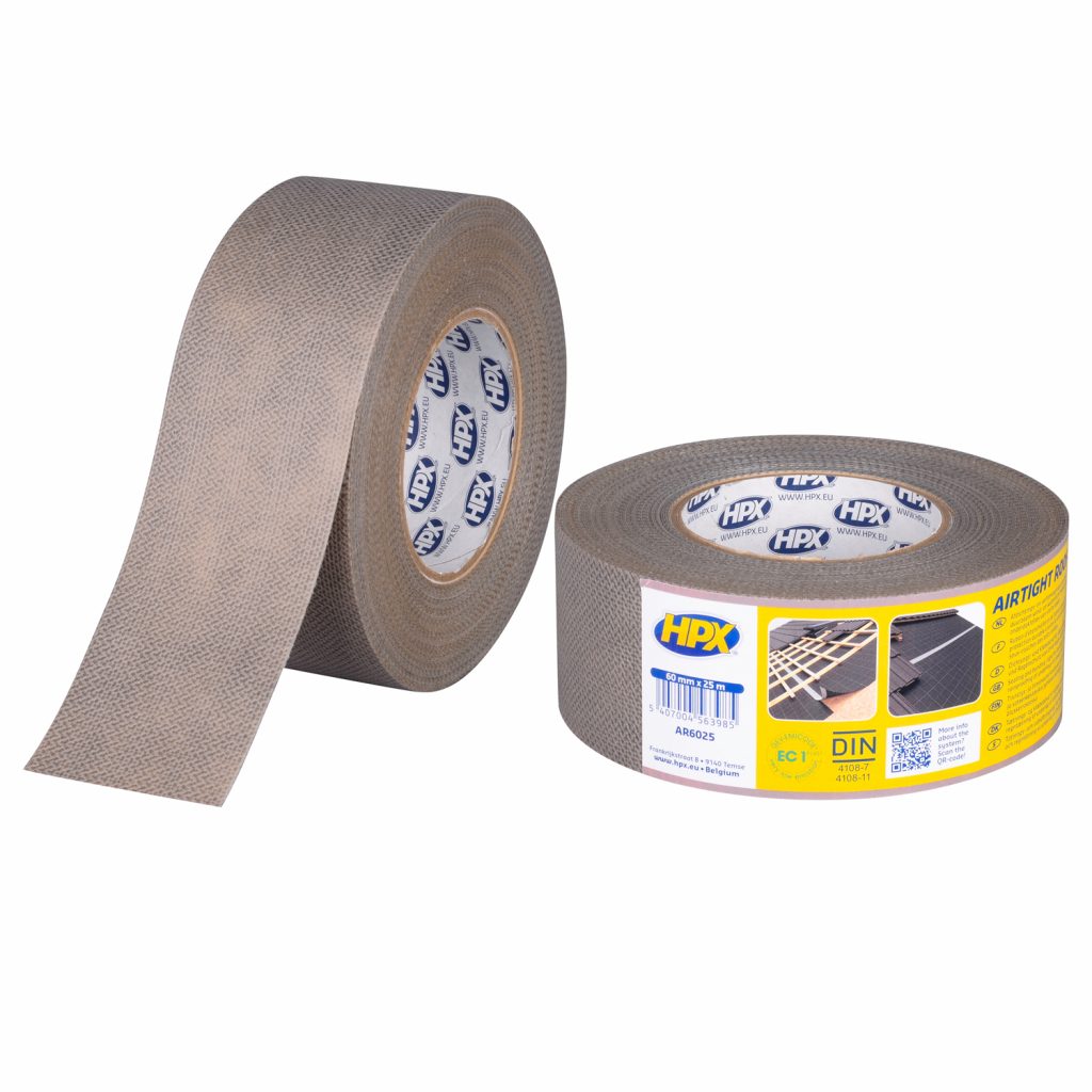 HPX Airtight Roof Tiivistys- ja liimanauha 60mm x 25m. Kuvassa kaksi rullaa.