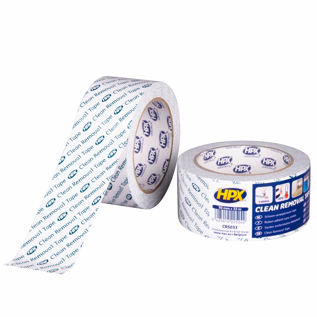 HPX Suojateippi Clean Removal 50mm x 33m. Kuvassa kaksi rullaa.