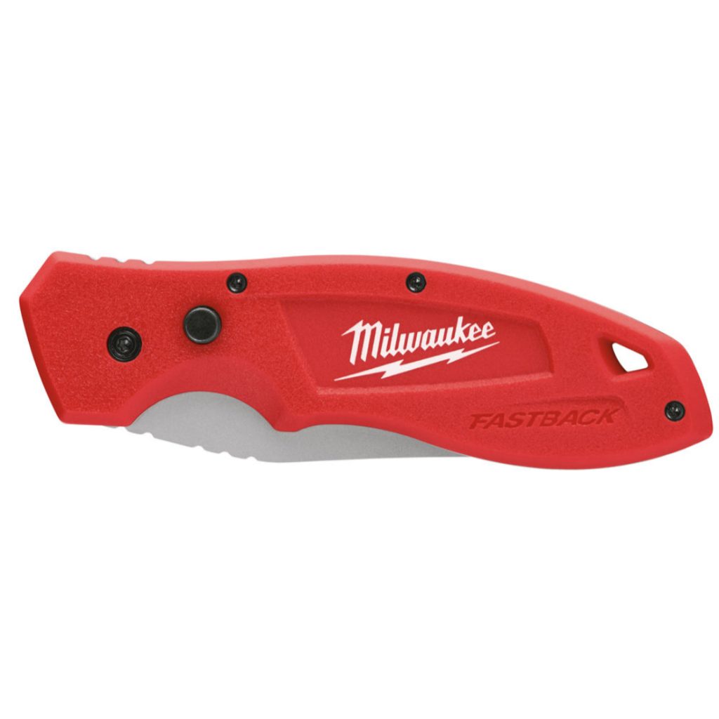 Milwaukee Taittoveitsi Fastback. Kuva taittoveitsestä vasemmalta puolelta taittoveitsi suljettuna.