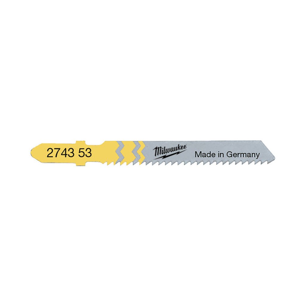 Milwaukee Pistosahanterä T119B 50/2mm. Kuvassa pistosahanterä vaaka-asennossa.