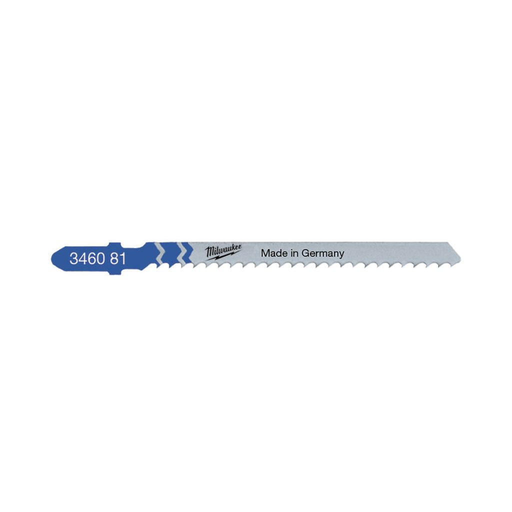 Milwaukee Pistosahanterä T227DF 75/3mm. Kuvassa pistosahanterä vaaka-asennossa.