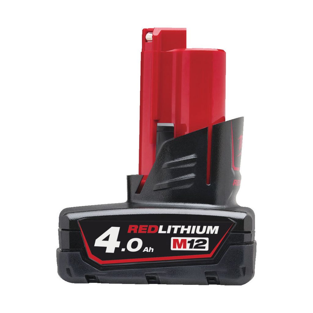 Milwaukee Akku M12 B4. Kuva sivusta.