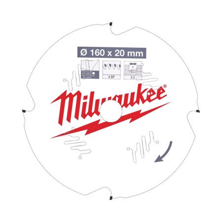 MILWAUKEE PYÖRÖSAHANTERÄ F160X20X2,2X4D. Piirroskuva.
