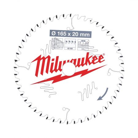 MILWAUKEE PYÖRÖSAHANTERÄ W165X20X2.2X48. Piirroskuva.