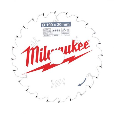 MILWAUKEE PYÖRÖSAHANTERÄ W190X30X1,6X24. Piirroskuva.