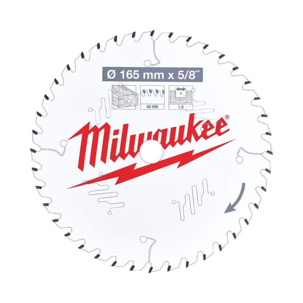 MILWAUKEE PYÖRÖSAHANTERÄ W165X15.87X1.6X40. Piirroskuva.