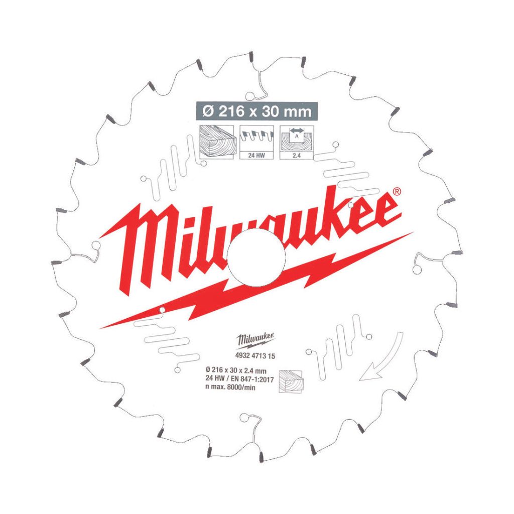 Milwaukee Pyörösahanterä MS W216 x 30 x 2,4 x 24. Piirroskuva.