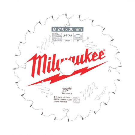 Milwaukee Pyörösahanterä MS W216 x 30 x 2,4 x 24. Piirroskuva.
