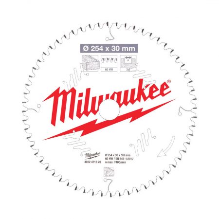 MILWAUKEE PYÖRÖSAHANTERÄ MS W254X30X3,0X60. Piirroskuva.