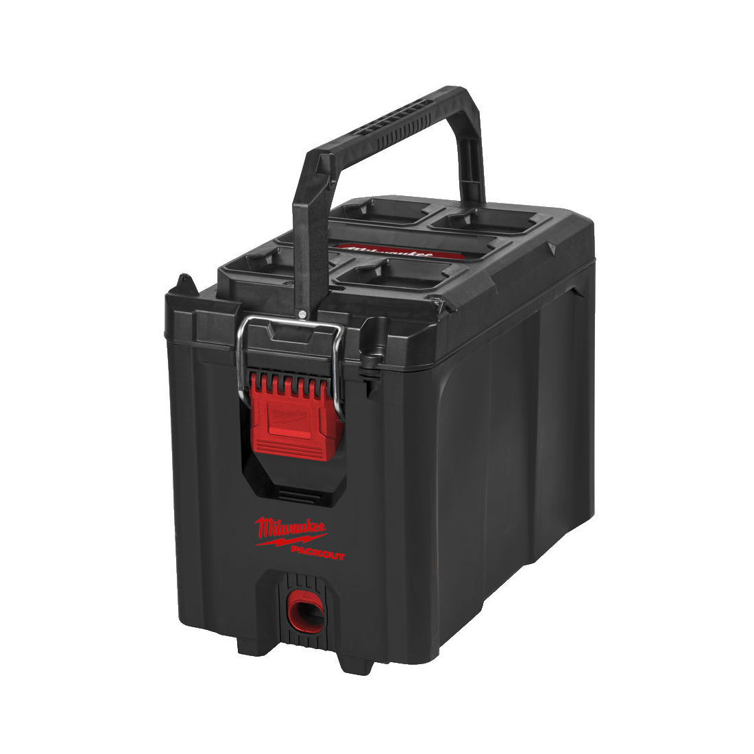 MILWAUKEE KOMPAKTI TYÖKALULAATIKKO PACKOUT. Kuva etuviistosta.