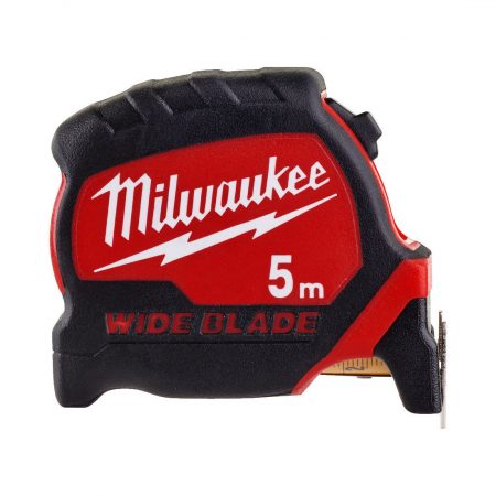 MILWAUKEE RULLAMITTA 5M PREMIUM LEVEÄ. Kuva rullamitan sivusta.