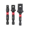 MILWAUKEE ADAPTERISARJA SHW VOIMAHYLSY 3-OSAINEN. Kuvassa 1/4, 3/8 ja 1/2 tuumaiset adapterit.