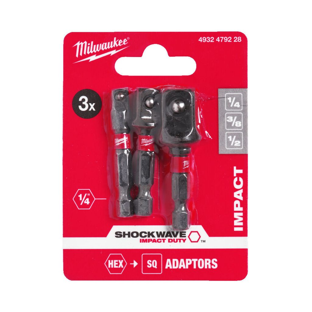 MILWAUKEE ADAPTERISARJA SHW VOIMAHYLSY 3-OSAINEN. Kuvassa Blister -pakkaus.