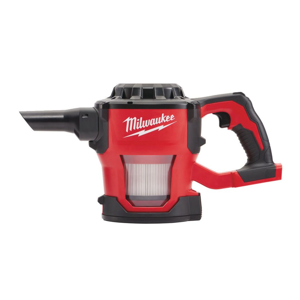 Milwaukee Rikkaimuri M18 CV-0. Kuvassa rikkaimuri sivusta.