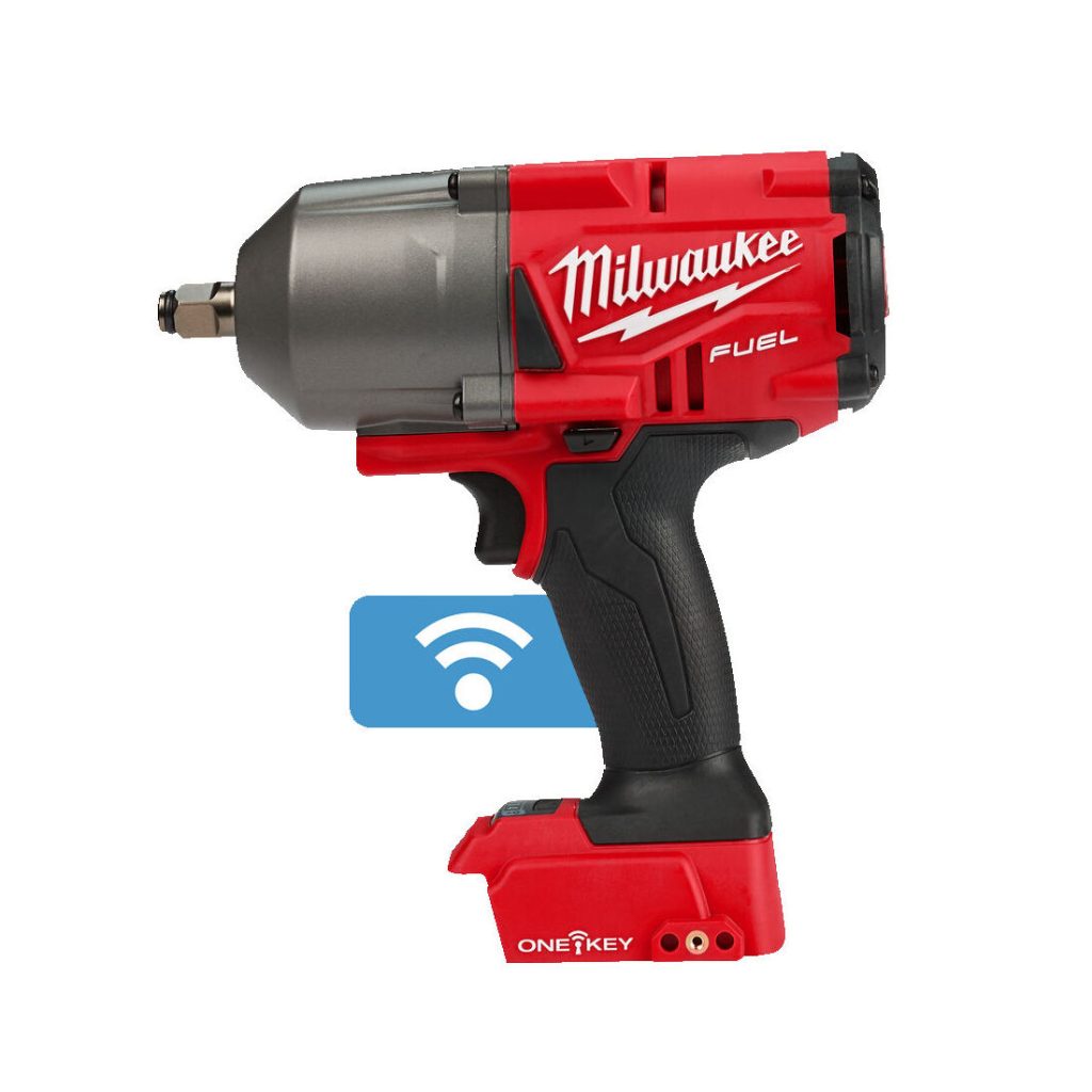 Milwaukee Mutteriväännin M18 FHIWF12-0X. Kuva sivusta. Kuvassa myös ONE-KEY -logo.