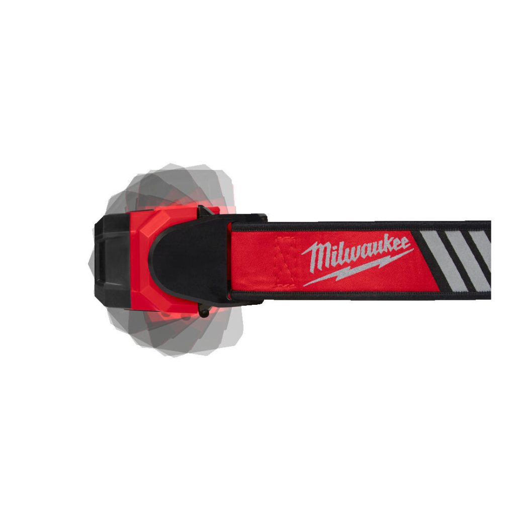 Milwaukee Otsavalaisin L4 HL-VIS-301 600 lm, 3 Ah. Havainnekuva valon korkeudensäädöstä.