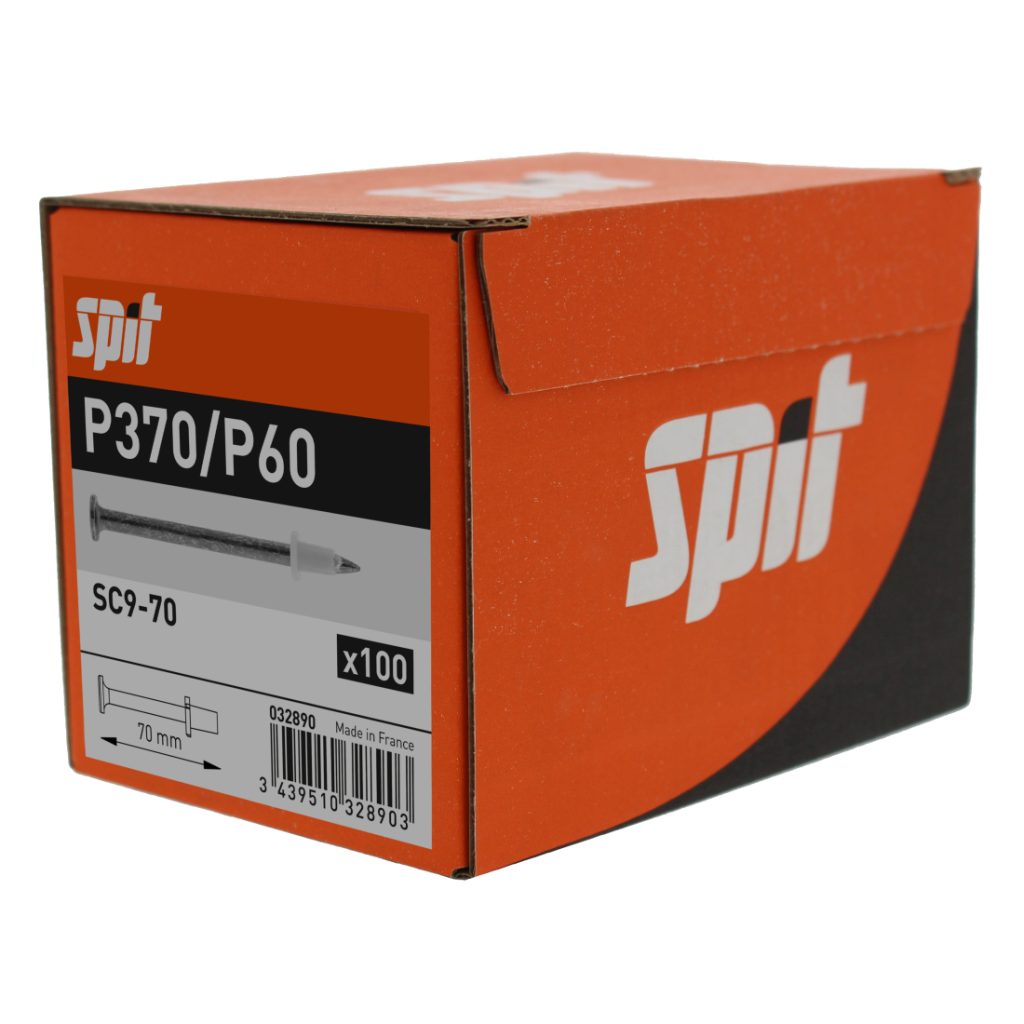 Spit P370 naula SC9-70mm 100 kappaleen rasia. Kuvassa rasia etuviistosta.