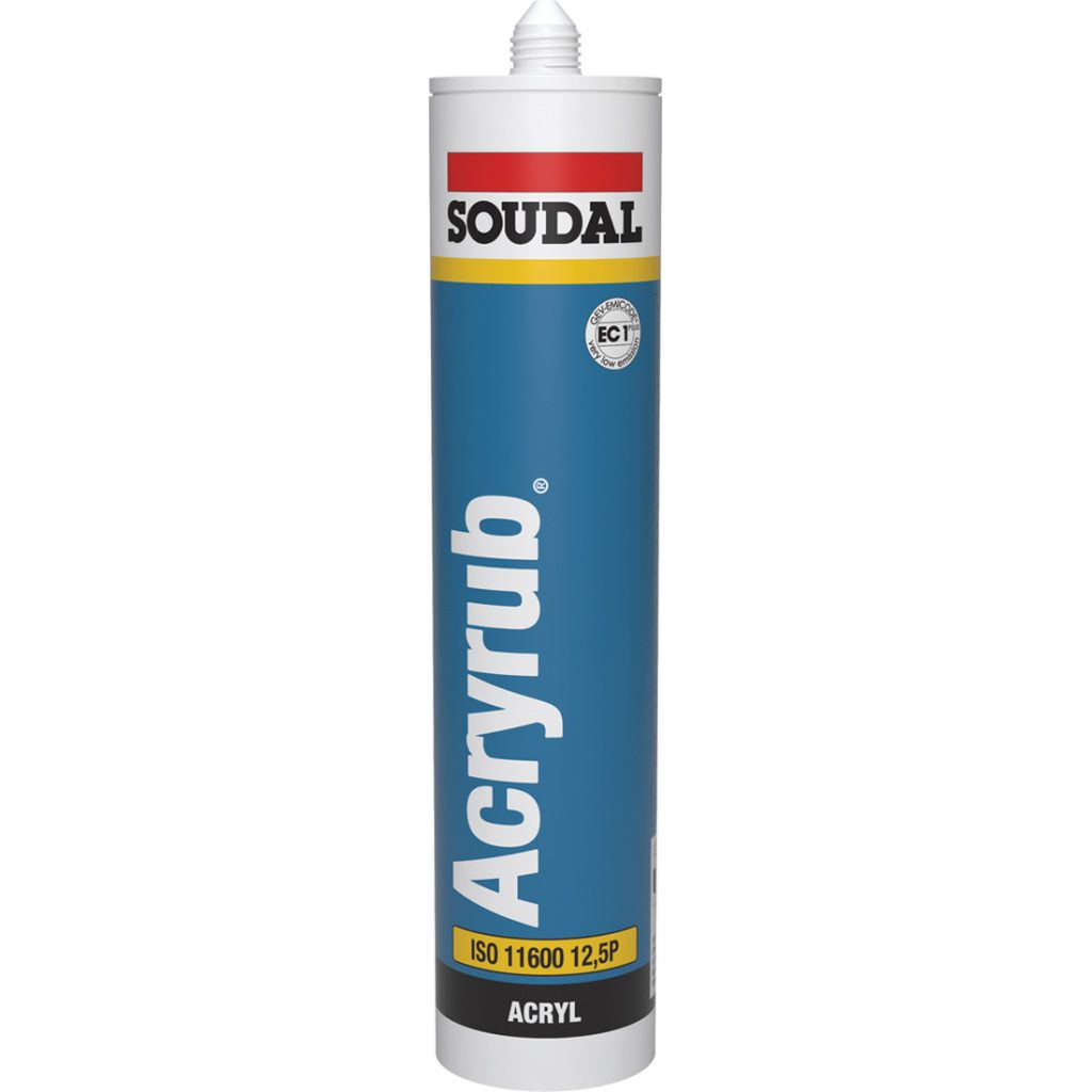 SOUDAL Acryrub valkoinen 310ml myrkytön akryyli-/akustomassa.