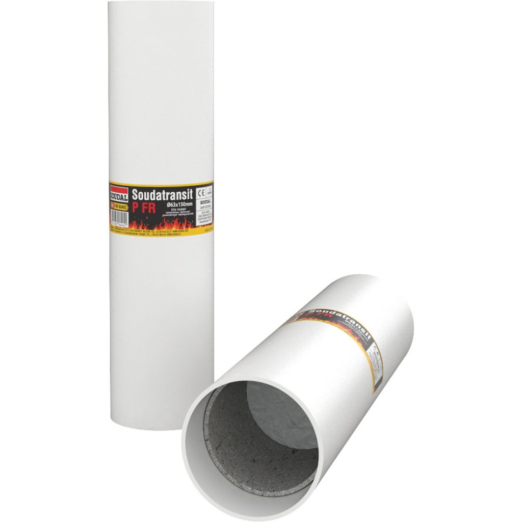 SOUDAL Soudatransit P FR 250mm valkoinen d=63 läpivienti- ja varausputki sähkökaapeleille.