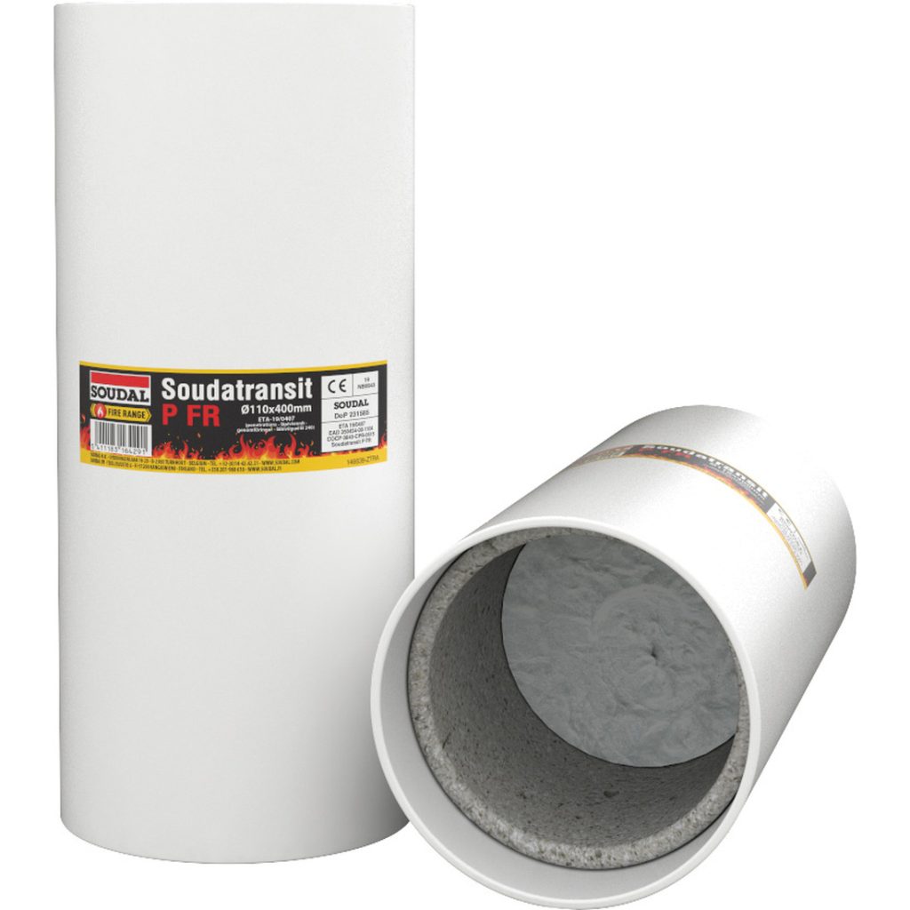 SOUDAL Soudatransit P FR 250mm valkoinen d=110 läpivienti- ja varausputki sähkökaapeleille.