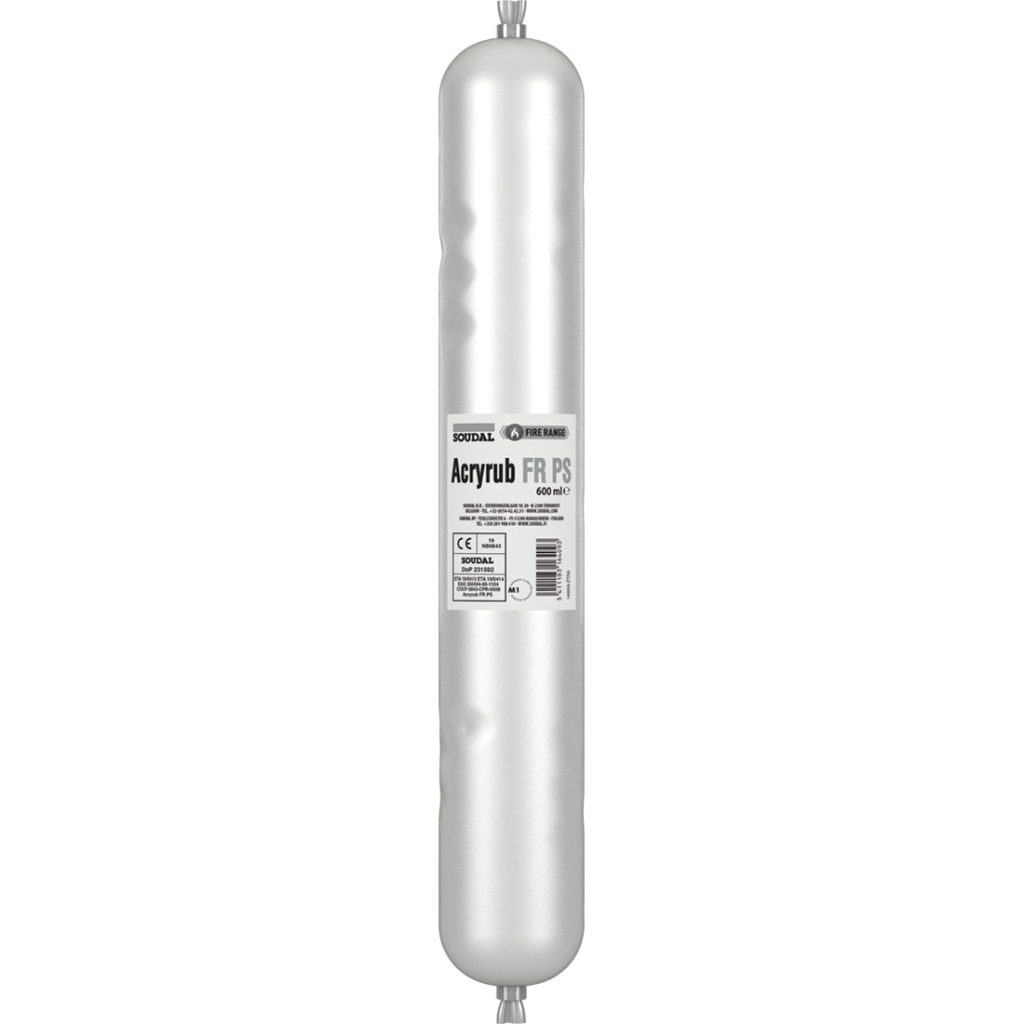 SOUDAL Acryrub FR PS valkoinen paloakryylimassa läpivienteihin ja saumoihin 600ml.