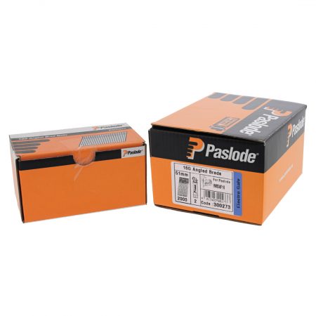 Paslode F16 1,6 x 38mm Vinoviimeistelynaula A2. Pakkauksessa 2000 naulaa ja kaksi kaasupatruunaa. Kuvassa naulapaketti ja naulakaasupaketti.