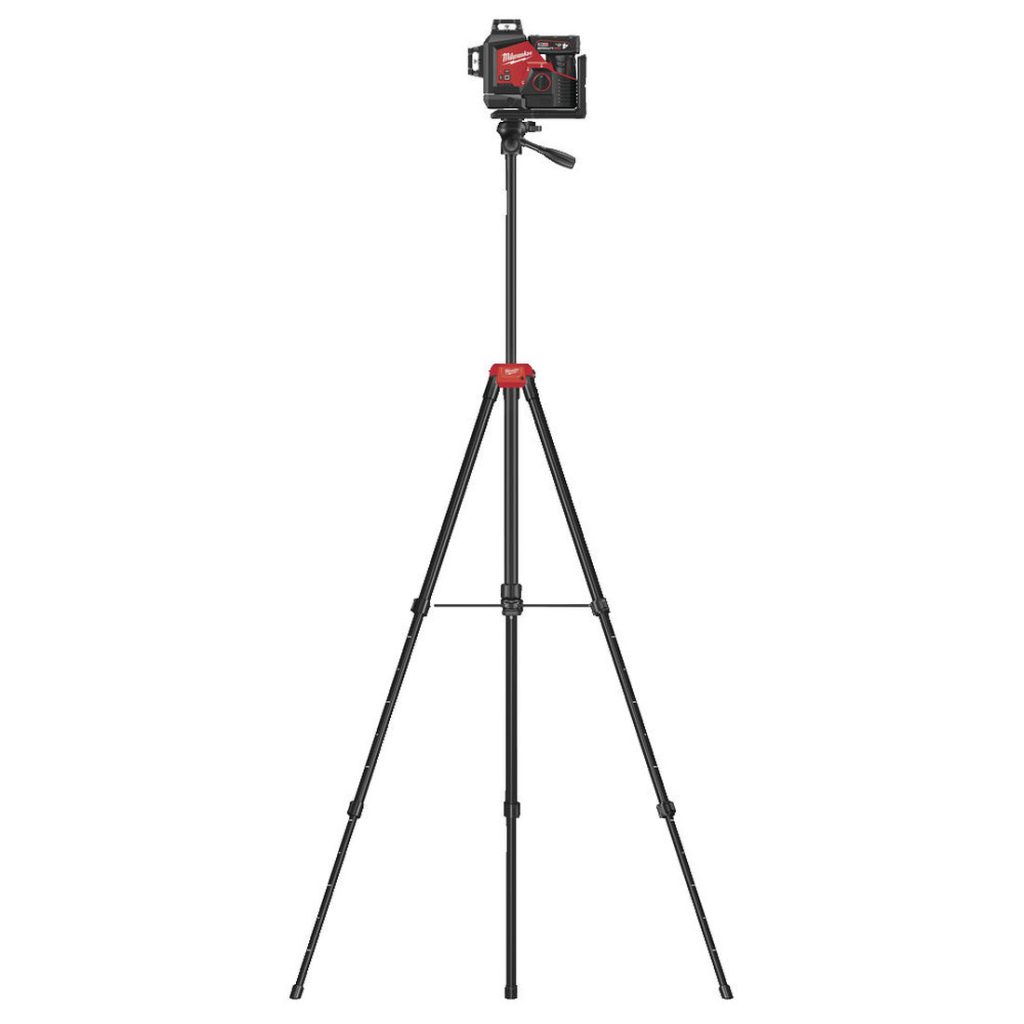 MILWAUKEE KOLMIJALKA TRP 180. Kuvassa laser kiinnitettynä ylimmässä asennossa.