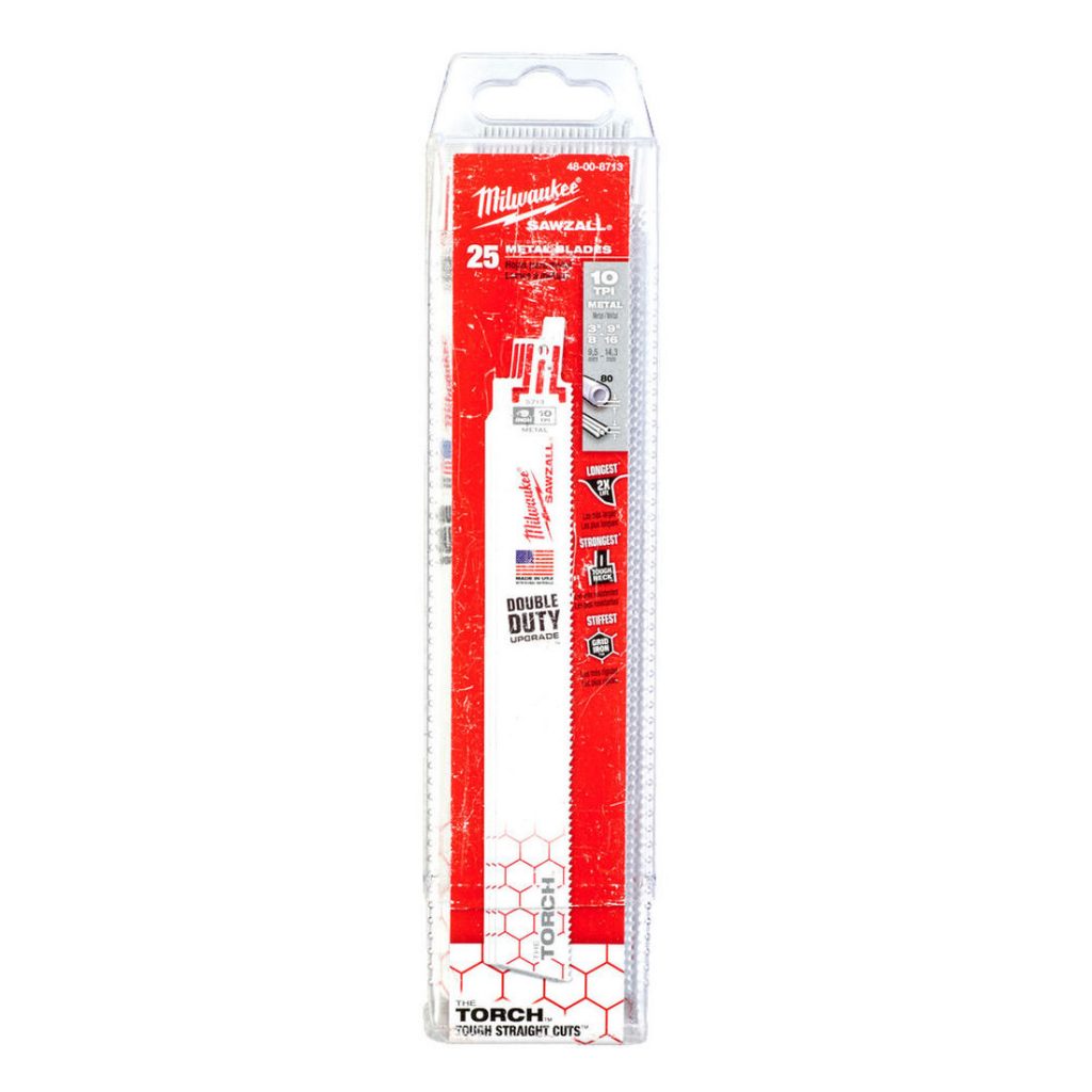 Milwaukee Puukkosahanterä TORCH 230mm 25 kappaletta paketissa. Kuvassa teräpaketti.