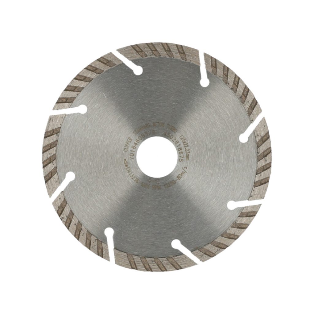 CLIPPER STANDARD BETON TURBO H8 125x22.23 TIMANTTIKATKAISULAIKKA. Kuva alapuolelta.