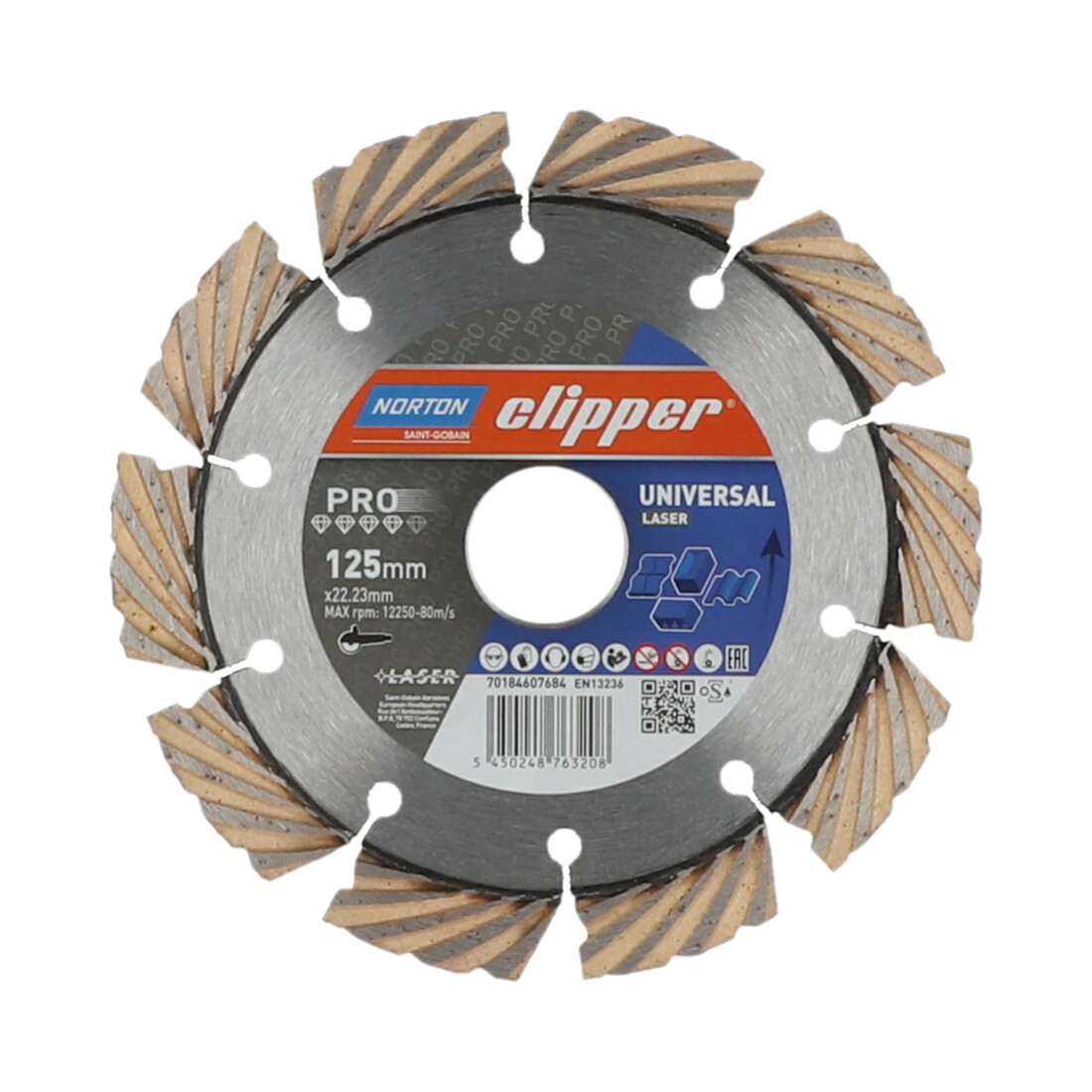 CLIPPER PRO UNI LASER 125MM TIMANTTIKATKAISULAIKKA. KUVA LAIKAN PÄÄLTÄ.