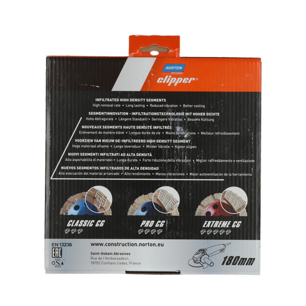 CLIPPER EXTREME CG 180x22.23 H=29 MM TIMANTTIKUPPILAIKKA. Kuva paketin takaa.