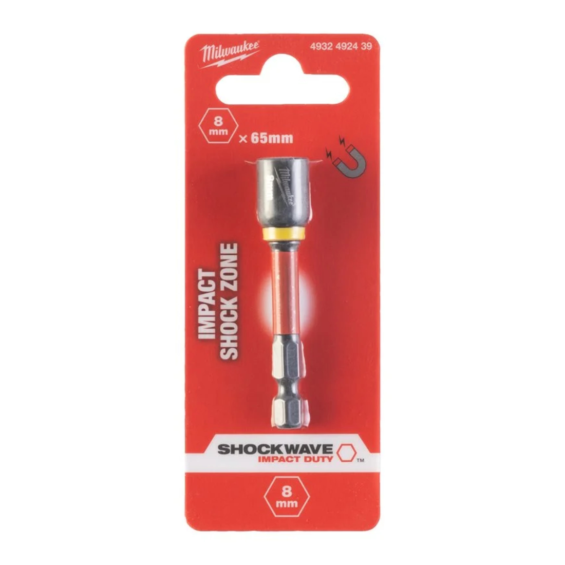 MILWAUKEE MAGNEETTIHYLSY SHW HEX8 X 65MM Blisterpakkauksessa.