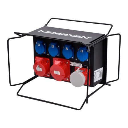 Blackline Työmaa-alakeskus 32A. 32A+16A+4x230V, vikavirtasuoja. Kuva etuviistosta.