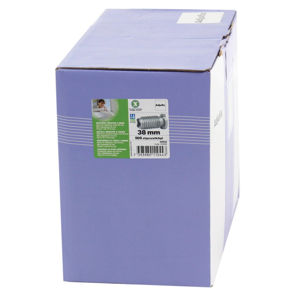 Adjufix Hylsy WM38 500 kappaleen laatikko.