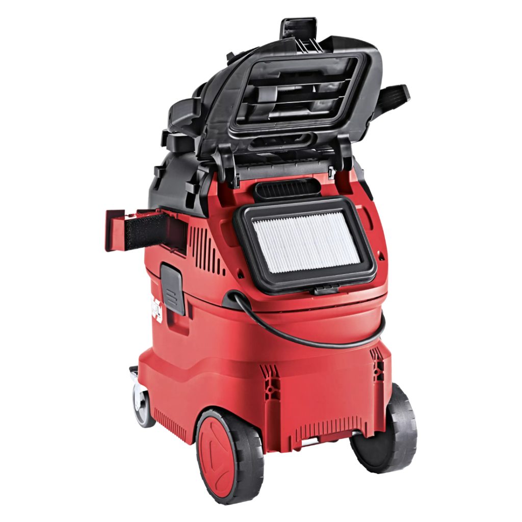 Flex VCE44 M AC-Set märkä-/kuivaimuri 1400 W. Kuvassa pääsy tasosuotimeen.