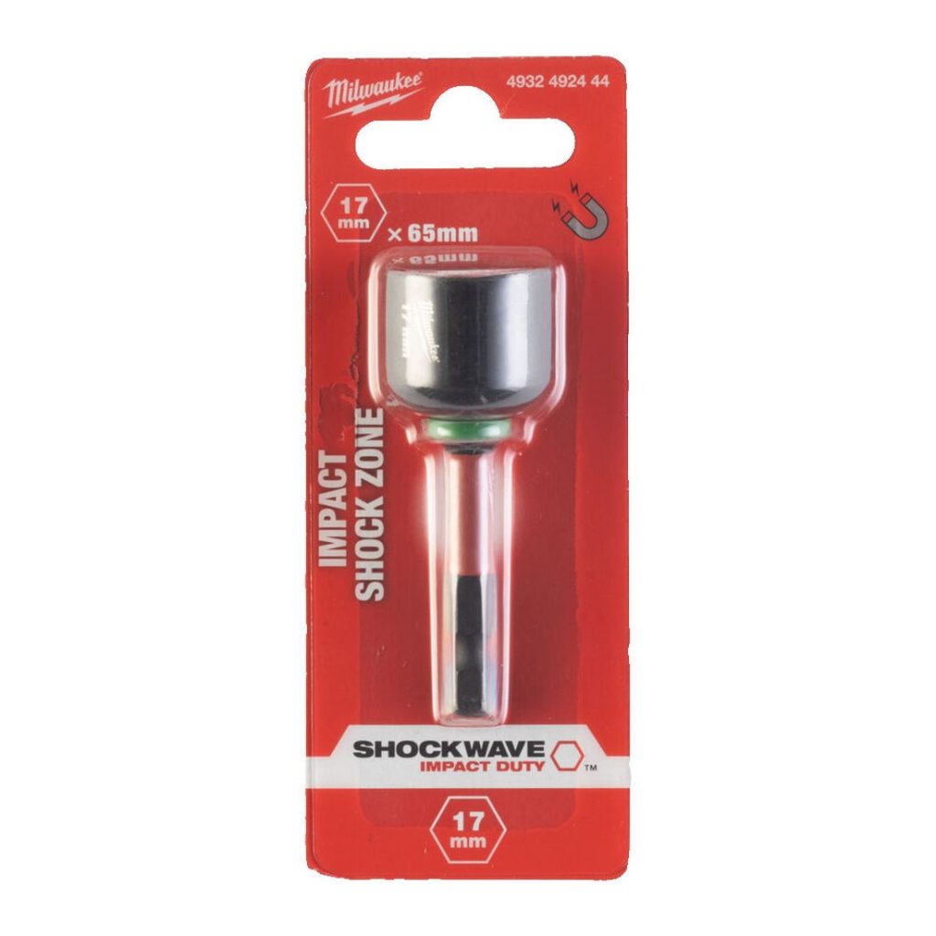 Milwaukee magneettihylsy SHW HEX17 x 65 mm blister pakkauksessa.