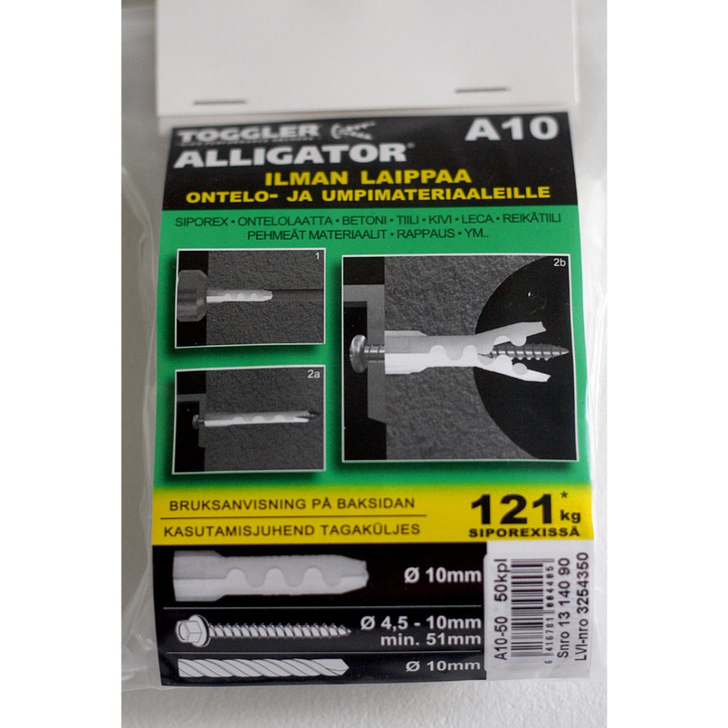 ALLIGATOR A10 10 mm ilman laippaa. 50 kpl pussi.