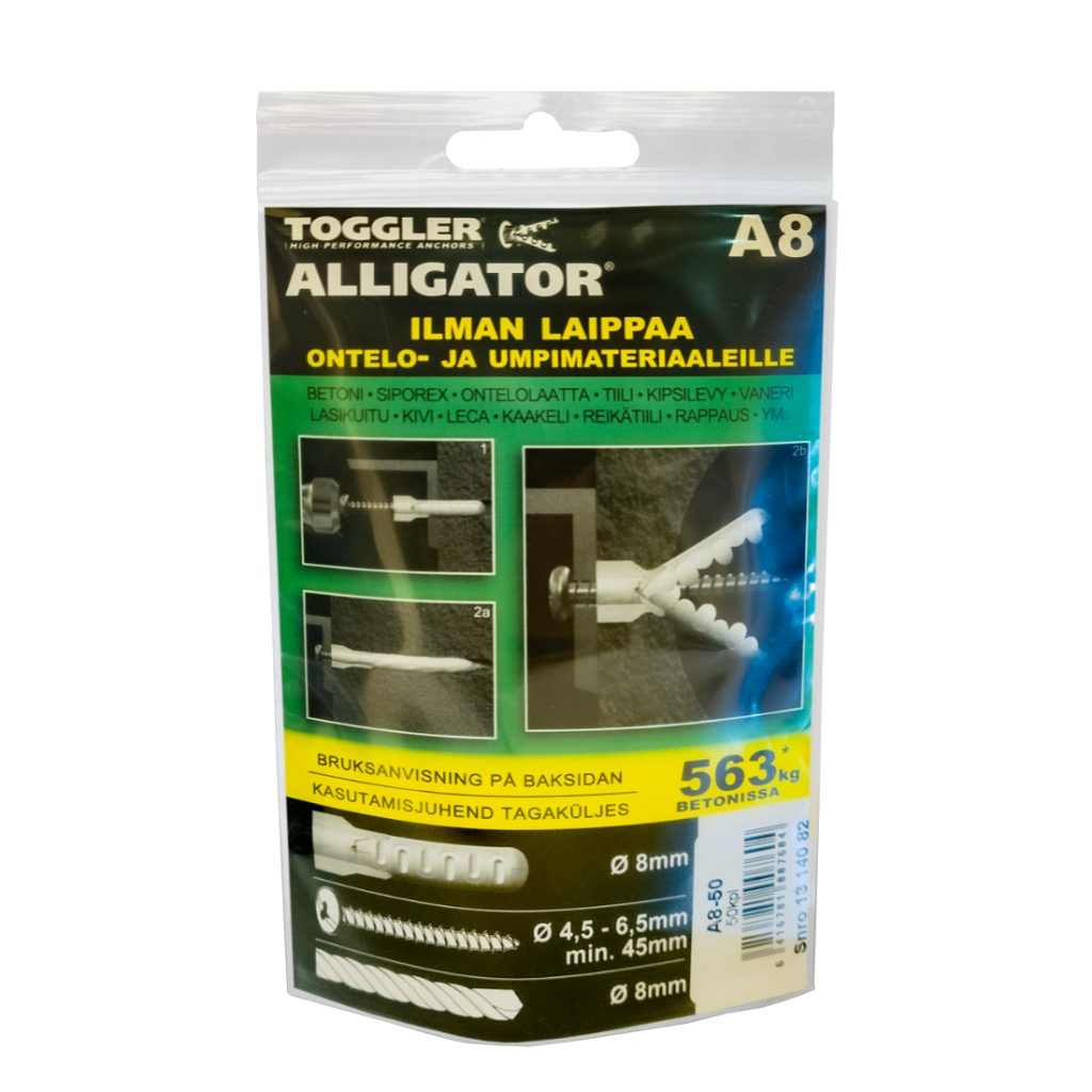 ALLIGATOR A8 8 mm ilman laippaa. 50 kpl pussi.