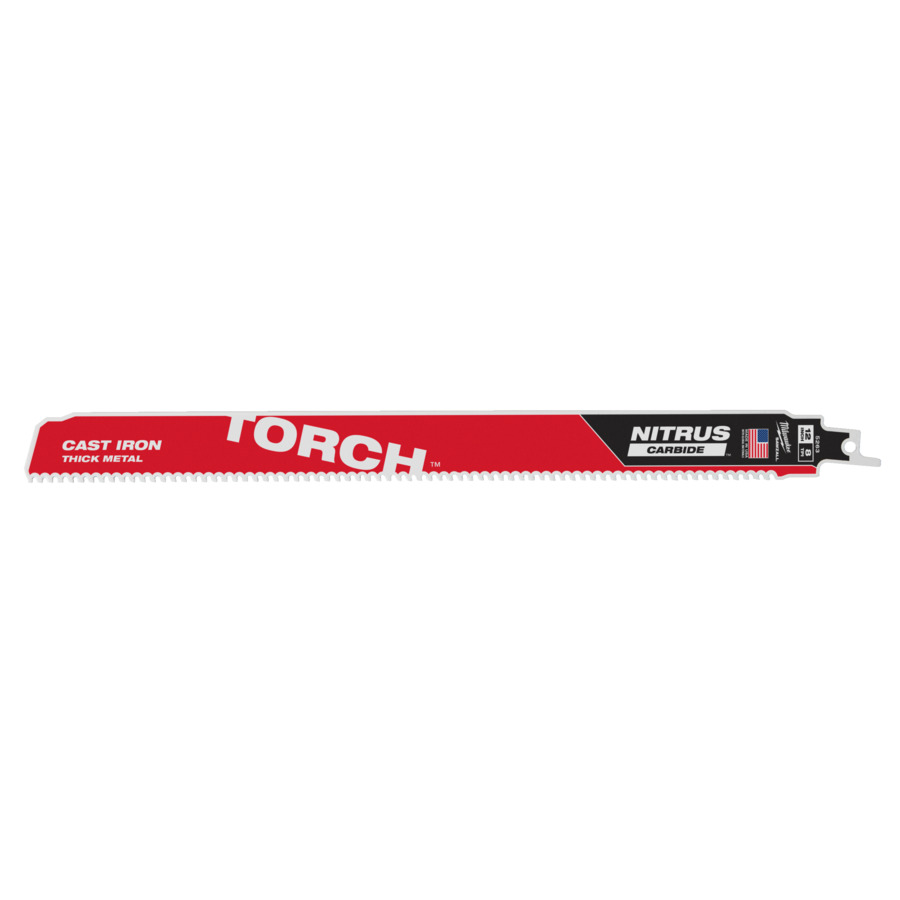 Milwaukee Puukkosahanterä TCT TORCH NITRUS 300/8TPI. Kuvassa yksi puukkosahanterä.