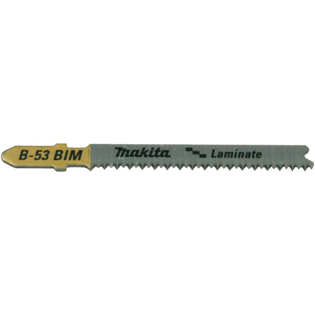 MAKITA Pistosahanterä 60 mm B53. Viiden kappaleen pakkaus. Kuvassa terä sivusta.