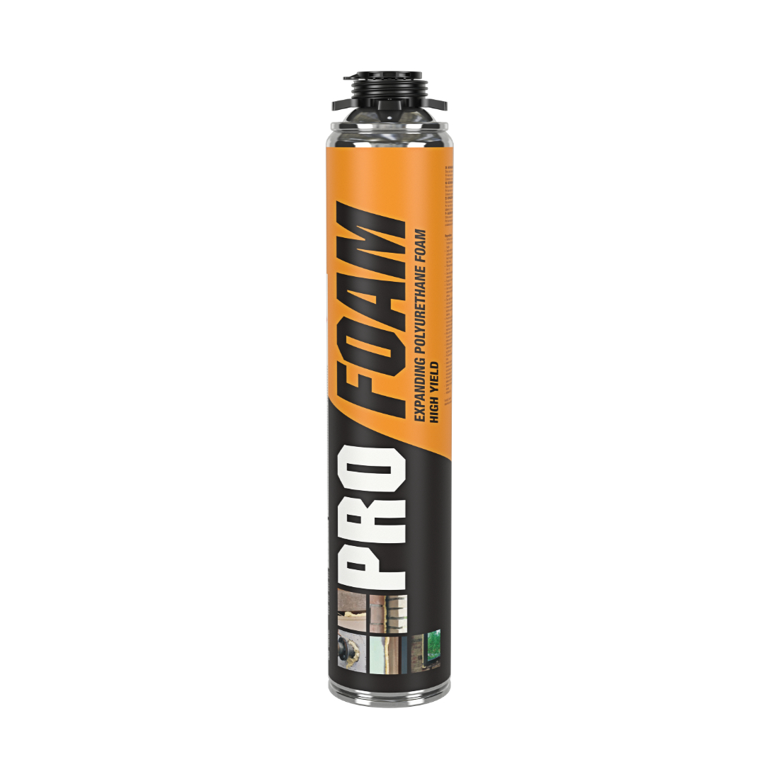 SOUDAL Profoam Gun -10°C - +35°C, M1 beige 750ml Pistoolivaahto. Kuvassa 750 ml pistoolivaahtopullo edestäpäin.