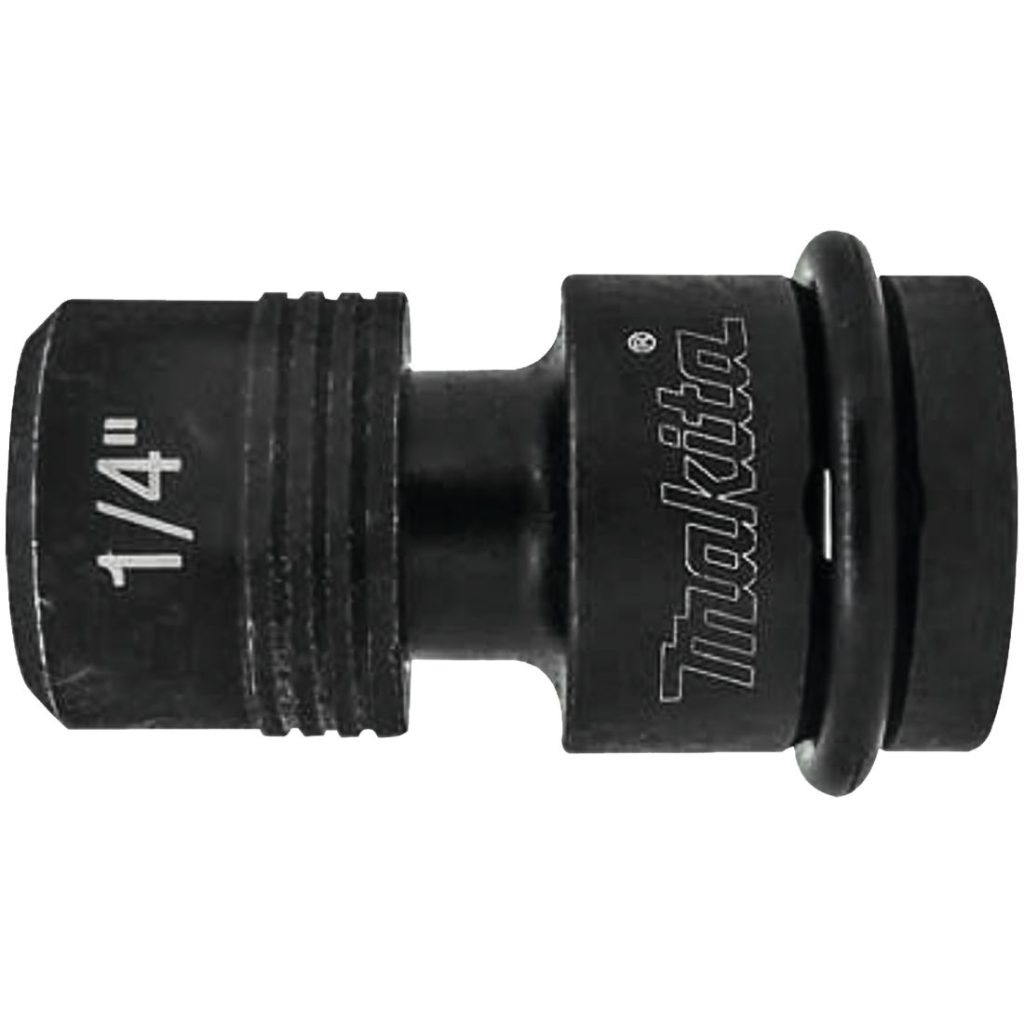 MAKITA Bitsiadapteri 1/2" vääntimiin 1/4" bitseille. Kuvassa bitsiadapteri sivusta.