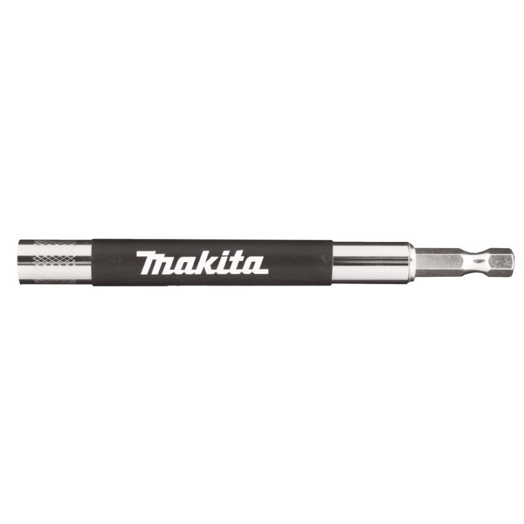 MAKITA Ruuvauskärjen pidin 1/4" 120mm, magneetti, ohjauskauluksella. Kuvassa ruuvauskärjenpidin sivustapäin.
