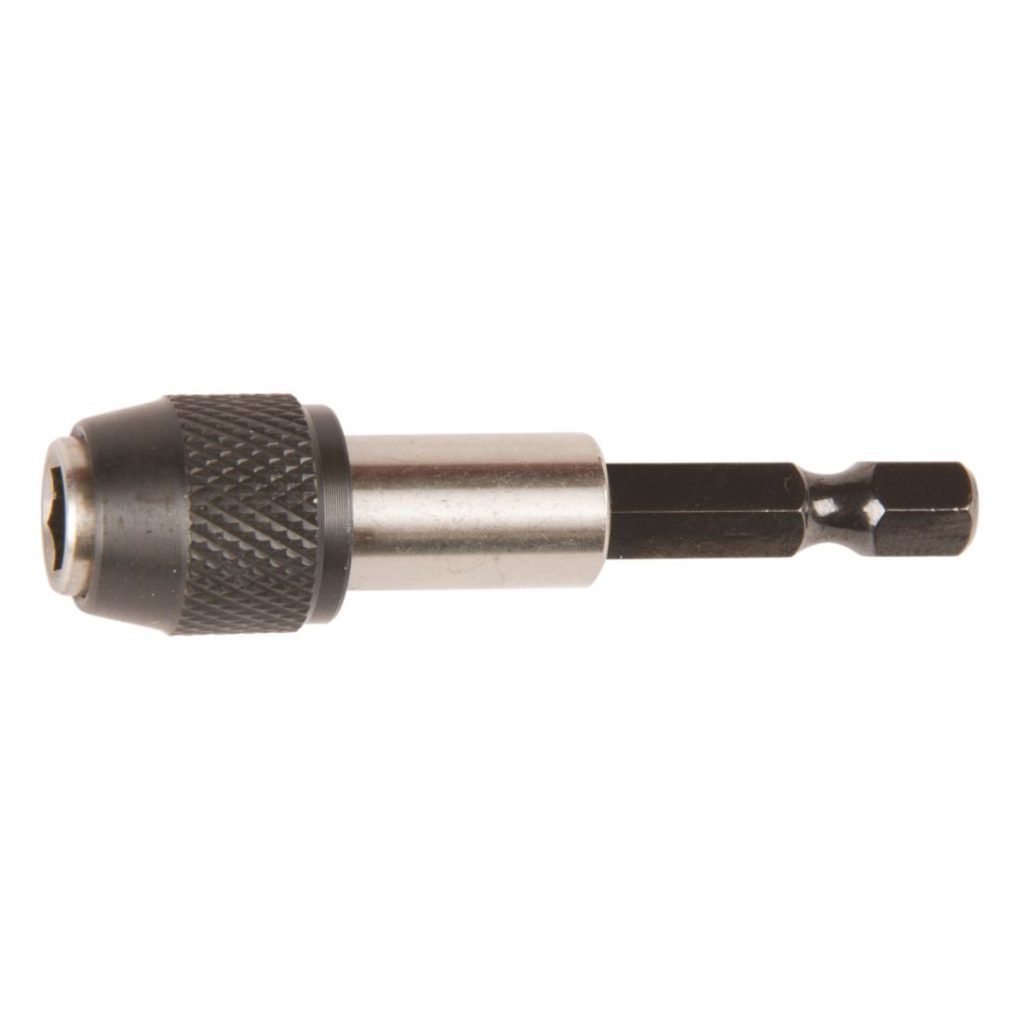 MAKITA Ruuvauskärjen pidin 1/4in 60mm lukittava magneetilla. Kuvassa ruuvauskärjenpidin sivustapäin.