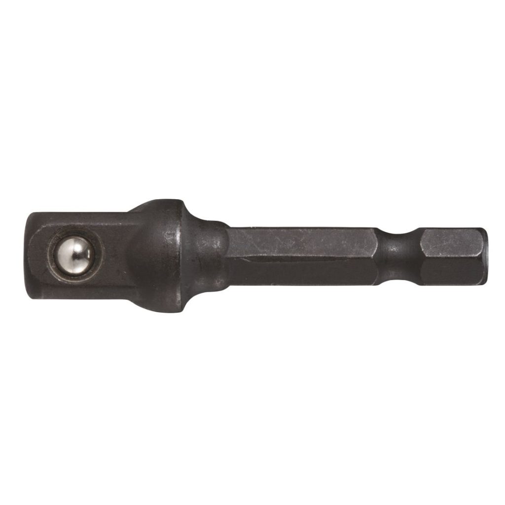 MAKITA Hylsyadapteri 1/4" bitsikiinnityksestä 3/8" neliöpää hylsykiinnitykselle. Kuvassa hylsyadapteri sivustapäin.