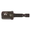 MAKITA Hylsyadapteri 1/4" bitsikiinnityksestä 1/2" neliöpää hylsykiinnitykselle. Kuvassa hylsyadapteri sivustapäin.