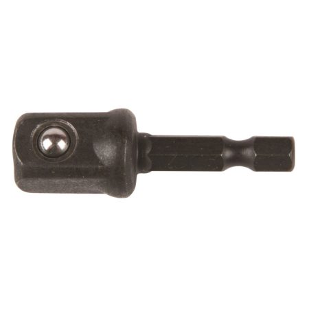 MAKITA Hylsyadapteri 1/4" bitsikiinnityksestä 1/2" neliöpää hylsykiinnitykselle. Kuvassa hylsyadapteri sivustapäin.
