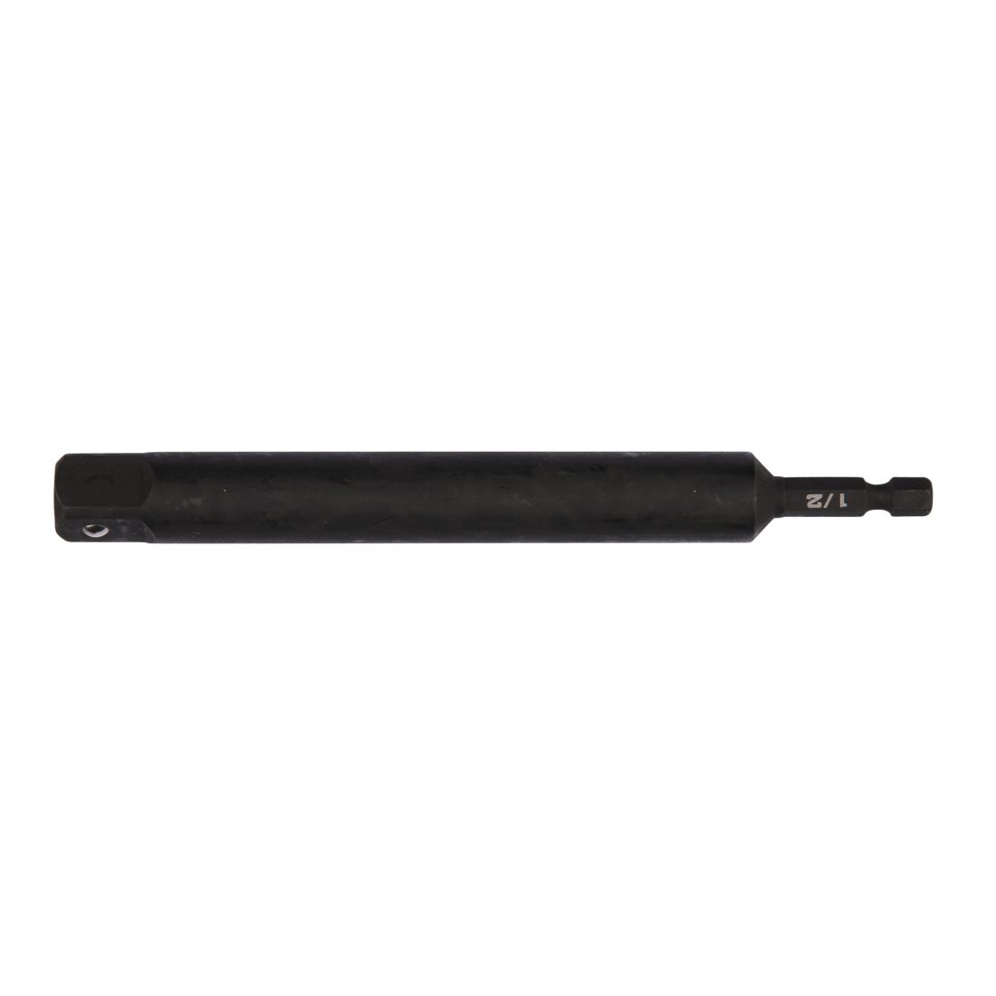 MAKITA Hylsyadapteri 1/4" bitsikiinnityksestä 1/2" neliöpää hylsykiinnitykselle 150mm. Kuvassa hylsyadapteri sivustapäin.