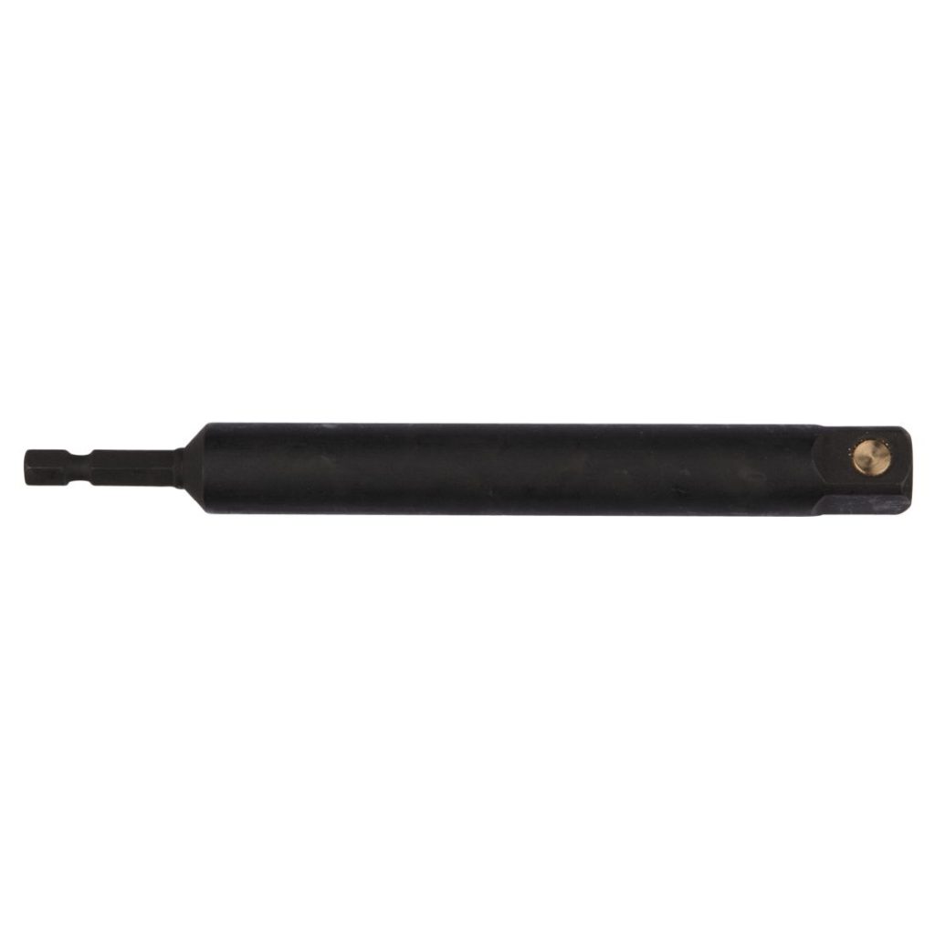 MAKITA Hylsyadapteri 1/4" bitsikiinnityksestä 1/2" neliöpää hylsykiinnitykselle 150mm. Kuvassa hylsyadapteri sivustapäin.