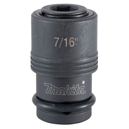 MAKITA Poranterä-adapteri1/2" vääntimiin 7/16" Hex poranterille. Kuvassa hylsyadapteri pystyasennossa.